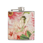 Retro Peony Blumen Spring Floral Pattern Flachmann (Vorderseite)