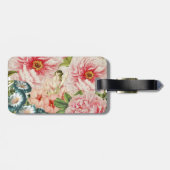 Retro Peony Blumen Spring Floral Pattern Gepäckanhänger (Rückseite horizontal)