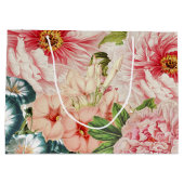 Retro Peony Blumen Spring Floral Pattern Große Geschenktüte (Rückseite)