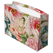 Retro Peony Blumen Spring Floral Pattern Große Geschenktüte (Rückseite Schrägansicht)