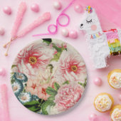 Retro Peony Blumen Spring Floral Pattern Pappteller (Party)
