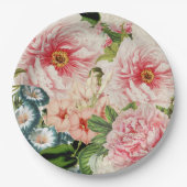 Retro Peony Blumen Spring Floral Pattern Pappteller (Vorderseite)