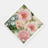 Retro Peony Blumen Spring Floral Pattern Serviette (Ecke)