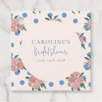 Retro Peony Floral Blue Dots Brautparty Custom