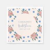 Retro Peony Floral Blue Dots Brautparty Custom Serviette (Vorderseite)