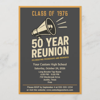 Retro Pep Rally Style 50 Year Class Reunion Einladung