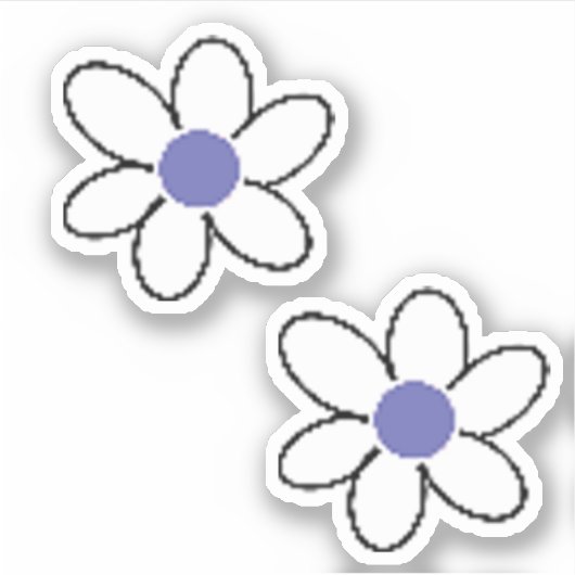 Retro Periwinkle Lavendel Weiße Blume Aufkleber (Vorderseite)