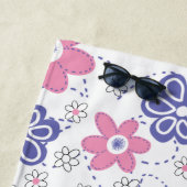 Retro Periwinkle Pink-Blume Strandtuch (Beispiel)