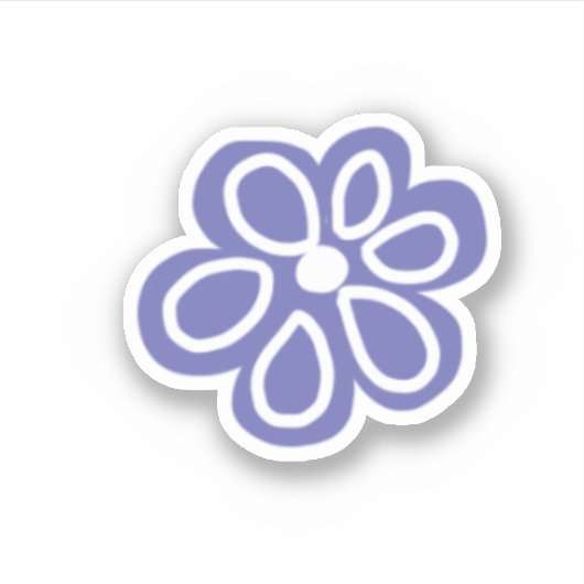 Retro Periwinkle White Blume Aufkleber (Vorderseite)