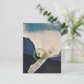 Retro Person Hiking in Mountains Collage Postkarte (Stehend Vorderseite)