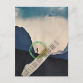 Retro Person Hiking in Mountains Collage Postkarte (Vorderseite)