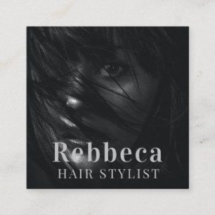 Retro Personalisieren Foto Friseur Quadratische Visitenkarte