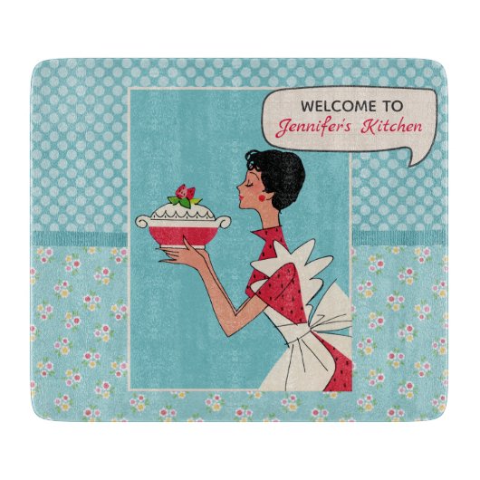 Retro-Personalisiert-6x7-Design Schneidebrett (Vorderseite)