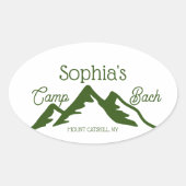 Retro Personalisiert Camp Bach Gebirge grün Ovaler Aufkleber (Vorderseite)