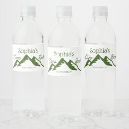 Retro Personalisiert Camp Bach Gebirge grün Wasserflaschenetikett