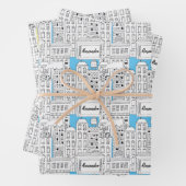 Retro Personalisiert City Gebäude Niedlich handGez Geschenkpapier Set (Beispiel)