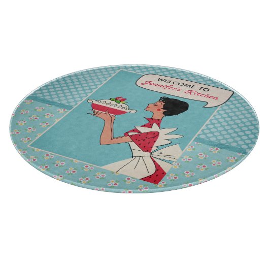 Retro Personalisiert Cutting Board Round Schneidebrett (Ecke)