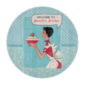 Retro Personalisiert Cutting Board Round Schneidebrett (Vorderseite)
