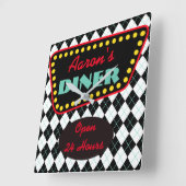 Retro Personalisiert Diner Kitchlock Geschenk Quadratische Wanduhr (Winkel)
