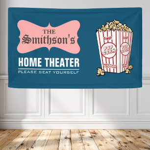 Retro Personalisiert Familienname Zuhause Theater Banner