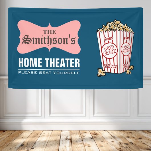 Retro Personalisiert Familienname Zuhause Theater Banner