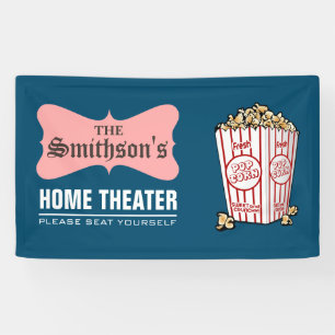 Retro Personalisiert Familienname Zuhause Theater Banner