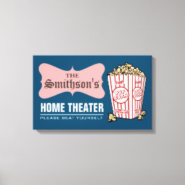 Retro Personalisiert Familienname Zuhause Theater Leinwanddruck