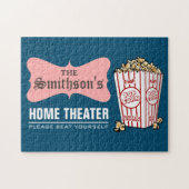 Retro Personalisiert Familienname Zuhause Theater Puzzle (Horizontal)