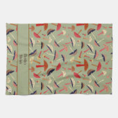 Retro Personalisiert Mushroom Fungi Mitte des Jahr Geschirrtuch (Horizontal)