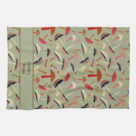 Retro Personalisiert Mushroom Fungi Mitte des Jahr Geschirrtuch