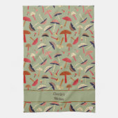 Retro Personalisiert Mushroom Fungi Mitte des Jahr Geschirrtuch (Vertikal)