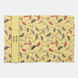 Retro Personalisiert Mushroom Fungi Mitte des Jahr Geschirrtuch