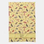 Retro Personalisiert Mushroom Fungi Mitte des Jahr Geschirrtuch (Vertikal)