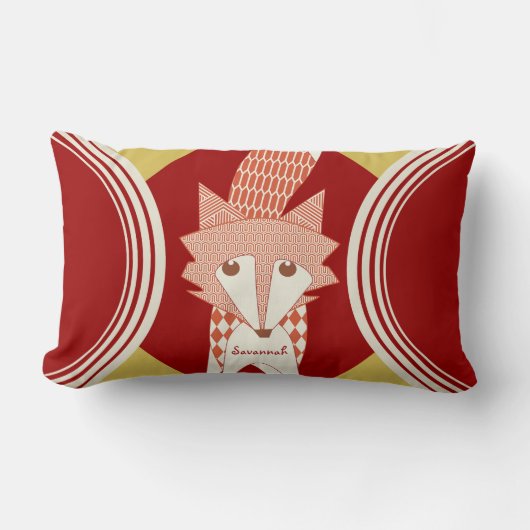 Retro Personalisiert Orange Stylized Fox Kissen (Vorderseite)