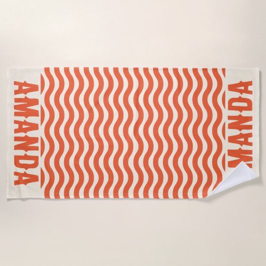 Retro Personalisiert passende Sommerferien Strandtuch (Vorderseite)