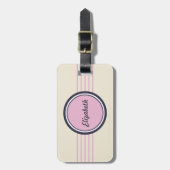Retro Personalisiert rosa, blau und creme Gepäckanhänger (Vorderseite vertikal)