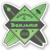 Retro Personalisiert Surfboard Builder Aufkleber (Vorderseite)