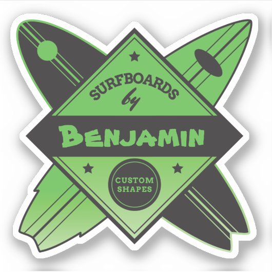 Retro Personalisiert Surfboard Builder Aufkleber (Vorderseite)