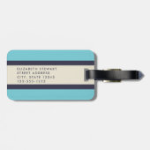 Retro-Personalisierte Aquamarine und blaue Gepäckm Gepäckanhänger (Rückseite horizontal)