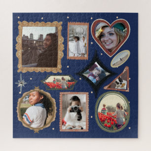 Retro personalisierte Collage-Vorlage mit 11 Fotos Puzzle