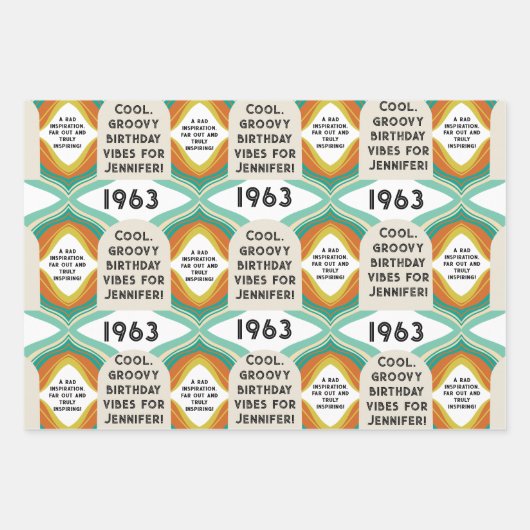 Retro-Personalisierte der 60er Jahre des Jahres 19 Geschenkpapier Set (Vorderseite 2)
