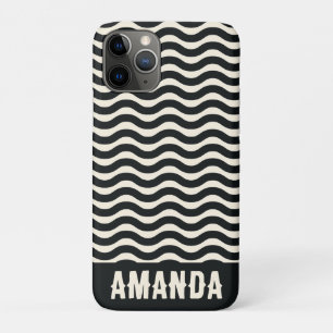 Retro personalisierte Hippie-Strandstreifen Schwar Case-Mate iPhone Hülle