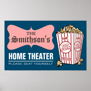 Retro personalisierter Familienname Heimkino Poster