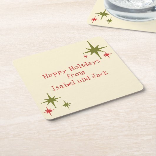 Retro personalisiertes Mitteljahrhundert Weihnacht Rechteckiger Pappuntersetzer (angewinkelt)