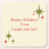 Retro personalisiertes Mitteljahrhundert Weihnacht Rechteckiger Pappuntersetzer (Vorderseite)