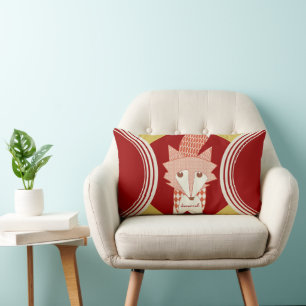Retro personalisiertes orange-rotes stilisiertes F Lendenkissen