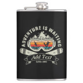 Retro Personalisiertes Skiabenteuer Flachmann (Vorderseite)