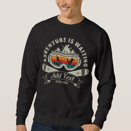 Retro Personalisiertes Skiabenteuer Sweatshirt (Vorderseite)