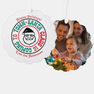 Retro-personalisiertes Weihnachts-Andenkenfoto Ornament Karte