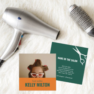 Retro Personalize Foto Friseur Barber Salon Quadratische Visitenkarte